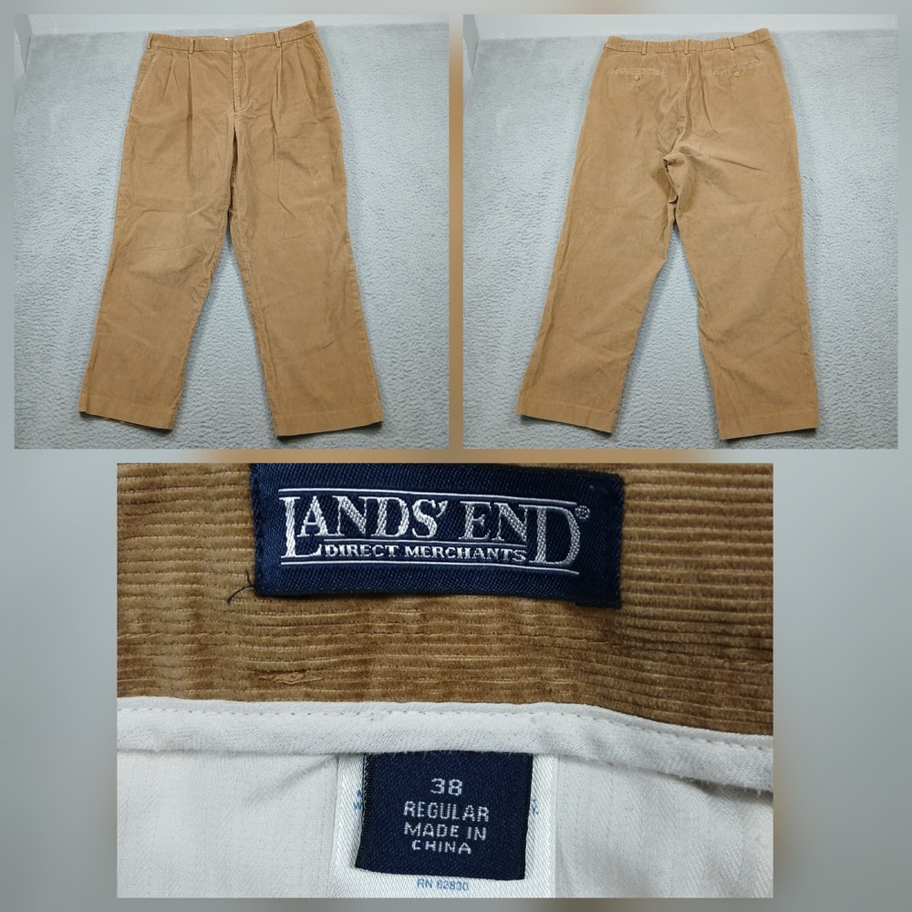 Lands' End Corduroy Pants Mens 38 Regular Tan Casual Classic
